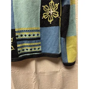 Vintage Christopher‎ & Banks Hand Embroidered Knit Cardigan Women's S Blues Snow thumbnail 14
