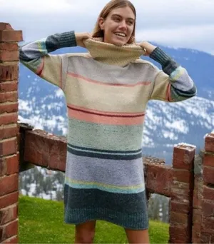 Anthropologie Daily Practice Colorful Turtleneck Sweater Dress‎ Cozy Feminine XL thumbnail 1