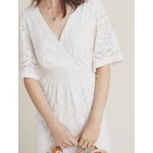 Farm Rio for Anthropologie OffWhite Lace‎ Devore Midi Dress M thumbnail 4