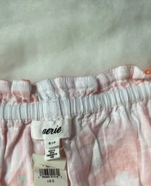 Aerie pink and orange linen skirt thumbnail 2