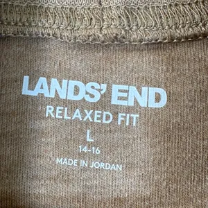 Lands End Relaxed Fit Mock Neck Top Tan Heathered Cotton Long Sleeve L 14-16 thumbnail 3