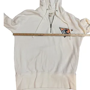 Billabong Womens Quarter Zip Hoodie White Graphic Nothing But Waves Surf S‎ thumbnail 7
