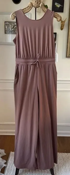 NWT Stylus Mocha Jumpsuit Wide Leg Pockets $74 M thumbnail 1