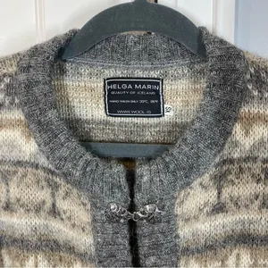 HELGA MARIN Chunky Iceland Wool Knitted‎ cardigan Sweater Nordic fisherman xs thumbnail 2