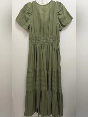 Anthropologie NWT Somerset Tiered Maxi Dress Pockets in Moss Green Size XS NEW thumbnail 5
