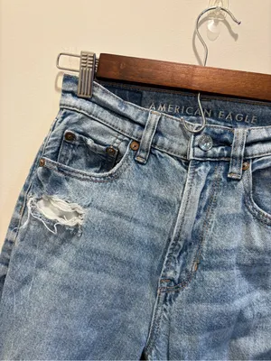 American Eagle 000 Highest Rise Baggy Straight Distressed Ripped Jeans Y2K thumbnail 3