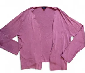 Ann Taylor 100% Silk Open Front Cardigan Sweater Mauve Pink XL thumbnail 1