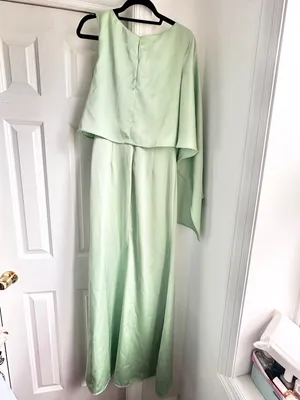 Katie May Drifter Satin Cape Gown Mint Green thumbnail 6