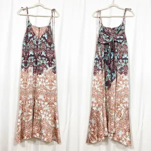 Free People Sun Bleached Maxi Dress Boho Bohemian Floral Chocolate Combo thumbnail 3