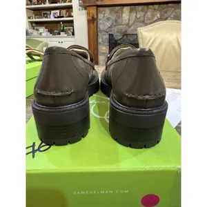 Sam Edelman Tully Alpine Green Shiny Slip On Chunky Lug Sole Loafers Size 7.5... thumbnail 5