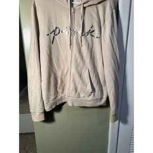 Victoria's Secret PINK Women's Sz XL Classic Full Zip Hoodie Vanilla Bean Silver thumbnail 6