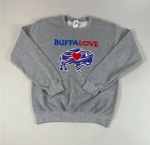 Gildan Activewear Womens Gray “Buffalo Love” Sweatshirt Size S thumbnail 1