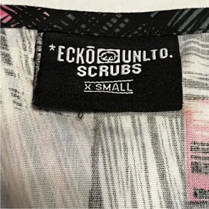 ECKO Unltd. Womens Size XS Pink‎ Tic Tac Scrub Top Medical Healthcare Dental NEW thumbnail 2