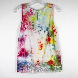 Galaxy Garden Jeanne Pierre Small Top Handmade Tie‎ Dye Pink Yellow Crochet 537 thumbnail 2