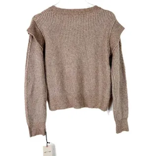 NWT Ruffle Shoulder Crewneck Sweater Oatmeal Size Small S NEW thumbnail 8