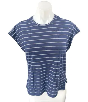 Banana Republic Women's Blue Striped Cap Sleeve Crew Neck Tee T-shirt Top Size S thumbnail 1