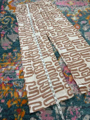 Neutral Geometric Print Wide-Leg Pants - Cream & Tan thumbnail 2