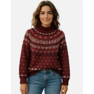 American Eagle Womens Fair Isle Pullover Sweater Size XS Wool Mock Neck thumbnail 4