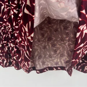 Ann Taylor Elegant Burgundy Floral Print Stretch Crepe Women's Bell Sleeve Top M thumbnail 5