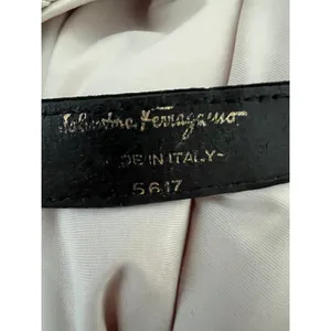 XS Vintage Salvatore Ferragamo Vara buckle belt suede leather black gold logo thumbnail 14