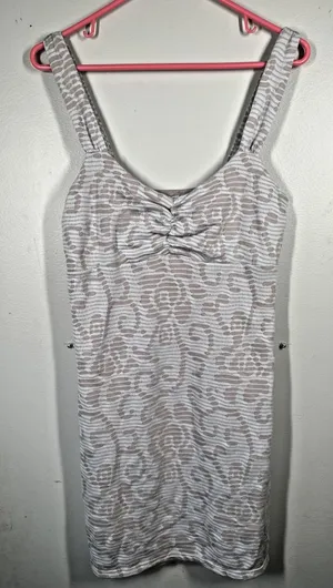 Free People Medium Womens Dress Floral Bodycon Textured Tank Gray Cotton Blend thumbnail 1