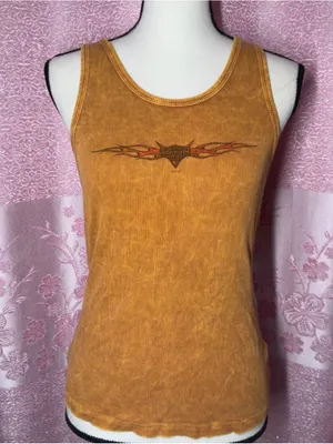 Vintage 2003 Harley-Davidson Acid Wash Flame Tank Top thumbnail 1