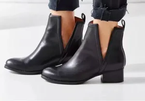 Jeffrey Campbell Oriley Booties Black Leather Pull On Ankle Boots Womens 6 thumbnail 1
