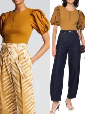 Ulla Johnson Kara Puff Sleeve Ribbed Top Tapenade thumbnail 2