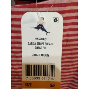 Tommy Bahama Cassia Red Pink Striped‎ Sleeveless Keyhole Back Shift Dress thumbnail 6