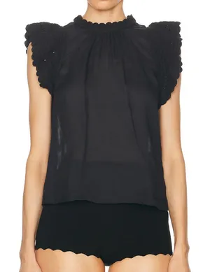 Ulla Johnson Handmade Kai Ramie black flounce Goth feminine blouse 10 thumbnail 1