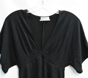 Urban Outfitters Claudia Dress Ribbed Knit Plunging Mini Size XS Black thumbnail 4