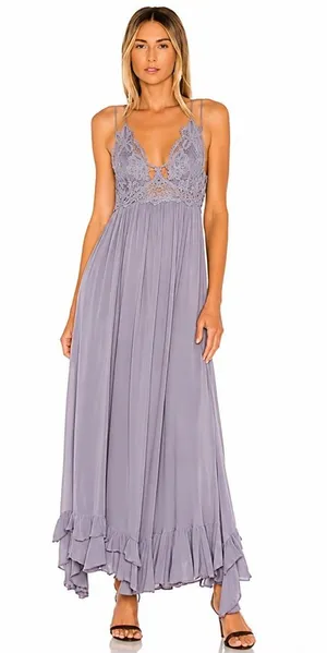 ✨ Free People FP One Adella Maxi Slip‎ Dress Purple Gray XS 🌿 thumbnail 1