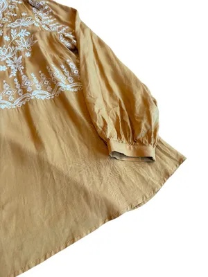Savanna Jane Yellow Embroidered Peasant Blouse Top Shirt Flowy Size 2X Women's thumbnail 5