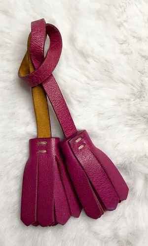 y2k Coach Vintage Pink Tassel Bag Charm Key Fob thumbnail 1