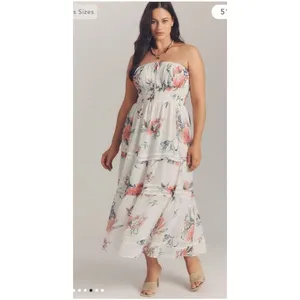 Anthropologie The Somerset strapless dress Ivory Petite XXS Prom Wedding Cottage thumbnail 4