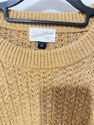 Universal Threads Womens‎ Sweater Size L Gold Knit Waffle Cozy Oversized thumbnail 3