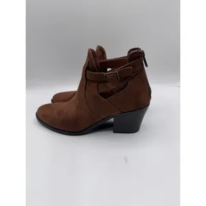 Soda 7 Brown Ankle‎ Boots Women's Faux Suede Cutout Buckle Western thumbnail 5
