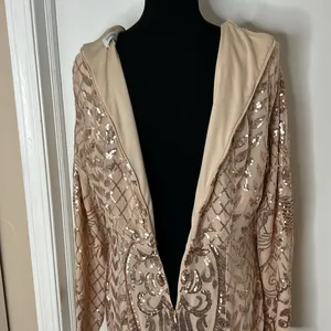 Formal sequence Dress v square Neck long Sleeve Mermaid Evening Gown Size 1X. thumbnail 10