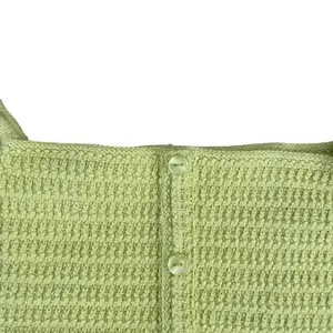 Zara Lime Green Crochet Off Shoulders Cropped Tank Top SZ S #1138 thumbnail 2