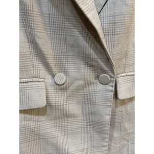 House of Harlow 1960 Plaid Cream & Tan Blazer Double Breasted Size Medium 90's thumbnail 5
