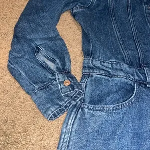 7 For All Mankind‎ Western Denim Jumpsuit Long Sleeve Wide Leg Dolly Blue Medium thumbnail 6