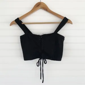 Nollie Lace Up Crop Top Small Black Corset‎ Style Camisole Sleeveless Tank thumbnail 2