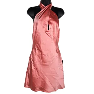 Lulus Beyond Classy Pink Satin Halter Mini Dress CTD208071 Womens Size Small thumbnail 3