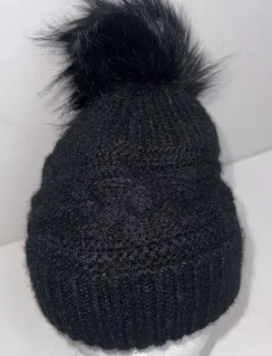 Aerie Black Knit Toboggan Ski Winter Weather One Size Hat Cap Pompom‎ Beanie thumbnail 1