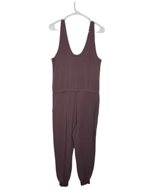 🌸 Athleta Dusty Mauve Sleeveless Drawstring Jogger Jumpsuit Size Large 🌸 thumbnail 6