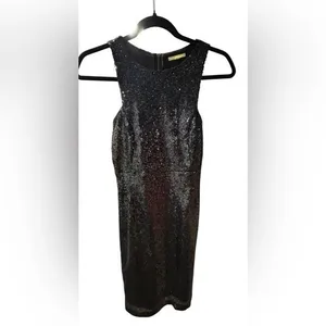 Gianni Bini Womens Black Sequin Sheath Mini Dress Sleeveless‎ Sparkly XS thumbnail 3