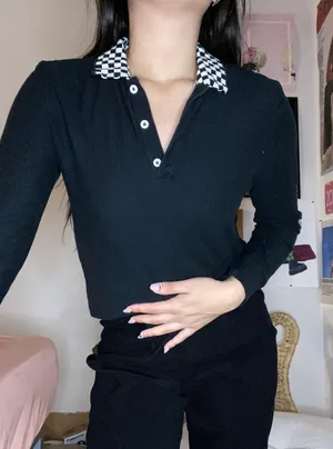 Collared Vintage Top Black thumbnail 1