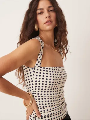Abercrombie & Fitch square neck top in polka dot size XL thumbnail 2