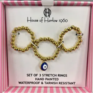 NWT ⚜️🧿⚜️ House of Harlow 1960 set of 3 Stretch‎ Rings thumbnail 1