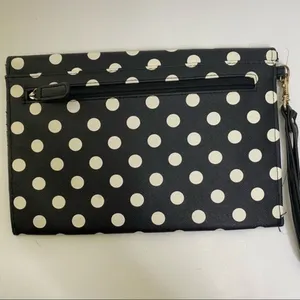 Black White Poka Dot Envelope Clutch Wristlet thumbnail 2